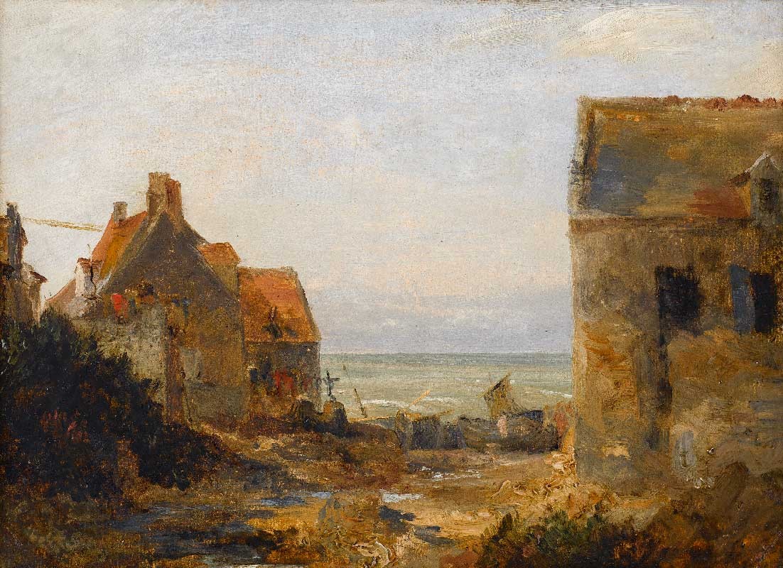 Ecole anglaise, XIXe siècle. Village de pêcheurs sur les bords de la Manche. Collection Musée Grobet-Labadié, Marseille.